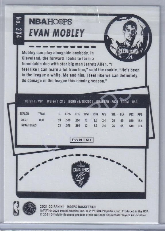 2021-22 Hoops #234 Evan Mobley RC