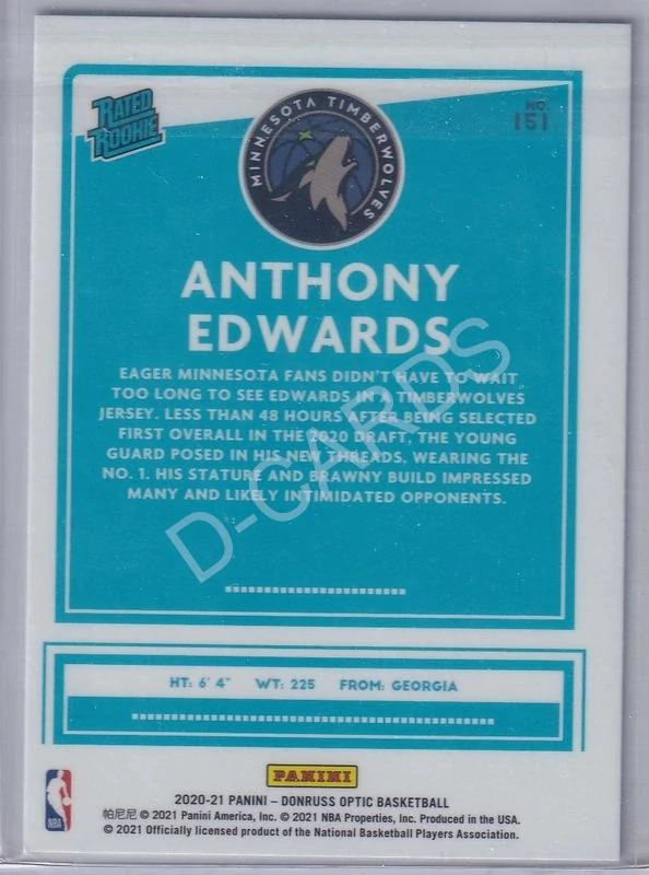 2020-21 Donruss Optic #151 Anthony Edwards RR RC