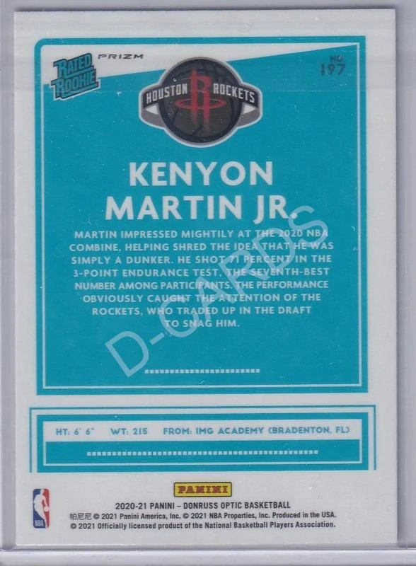 2020-21 Donruss Optic Hyper Pink #197 Kenyon Martin Jr. RR RC