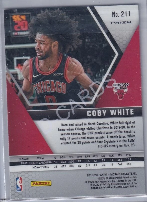 2019-20 Panini Mosaic Mosaic Blue Reactive #211 Coby White RC