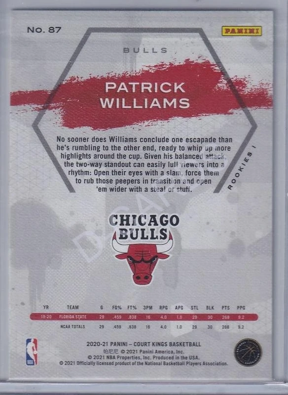 2020-21 Court Kings #87 Patrick Williams RC