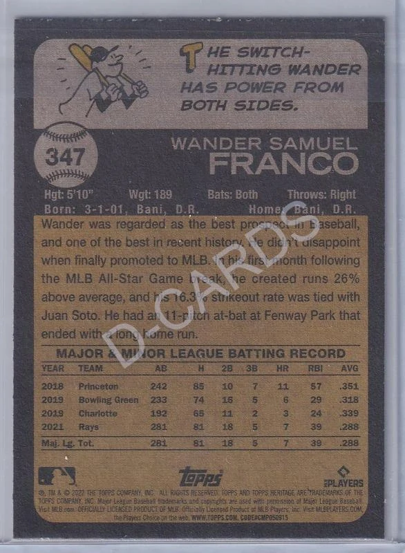 2022 Topps Heritage #347 Wander Franco RC