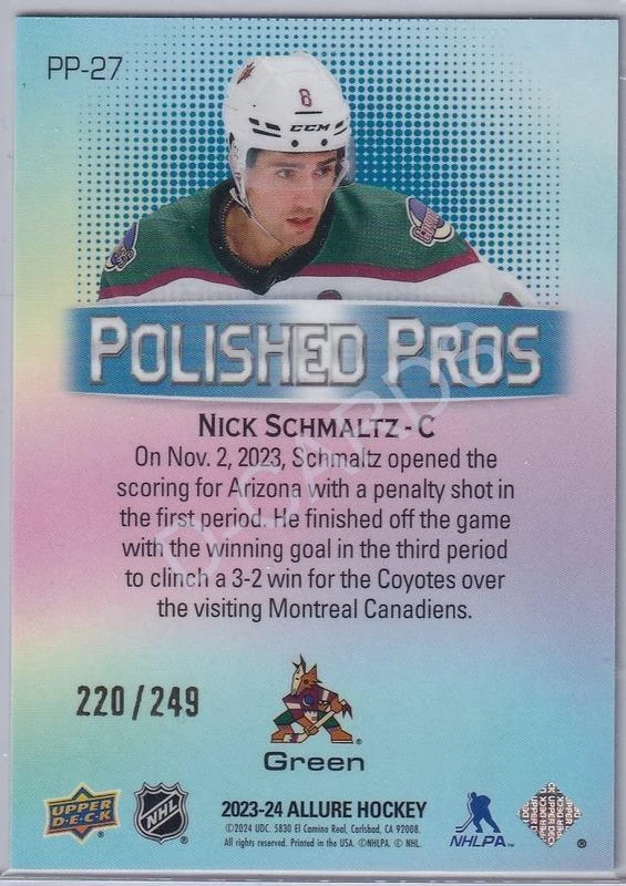 2023-24 Upper Deck Allure Polished Pros Green #PP27 Nick Schmaltz (Limit 220/249)