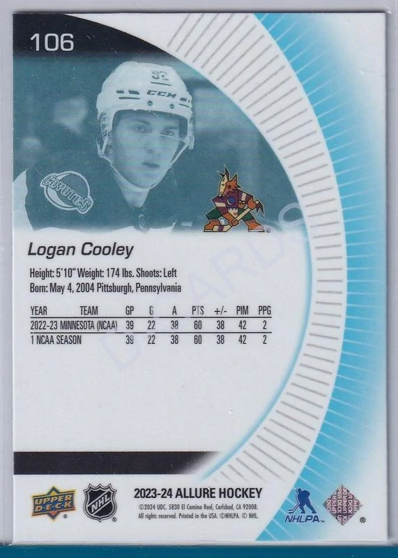 2023-24 Upper Deck Allure #106 Logan Cooley RC