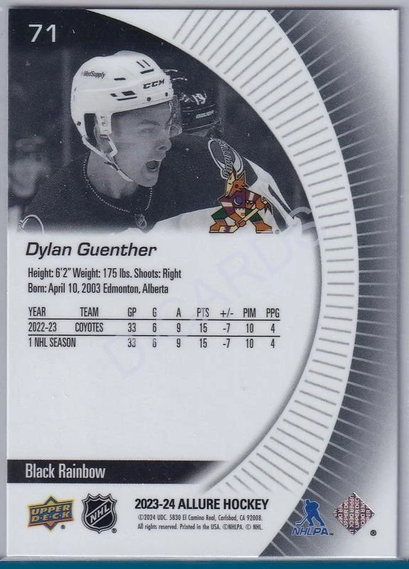 2023-24 Upper Deck Allure Black Rainbow #71 Dylan Guenther