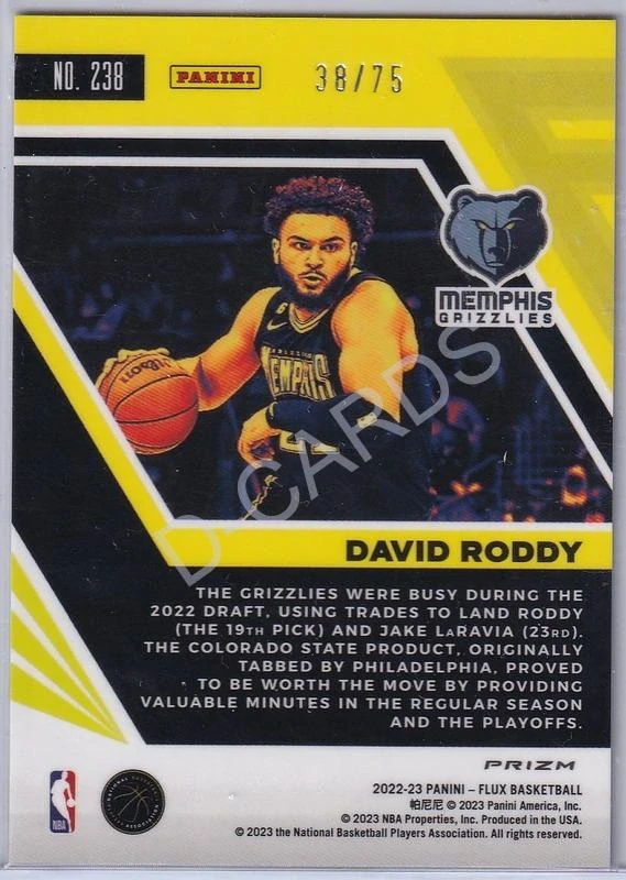 2022-23 Panini Flux Supernova #238 David Roddy (Limit 38/75) RC