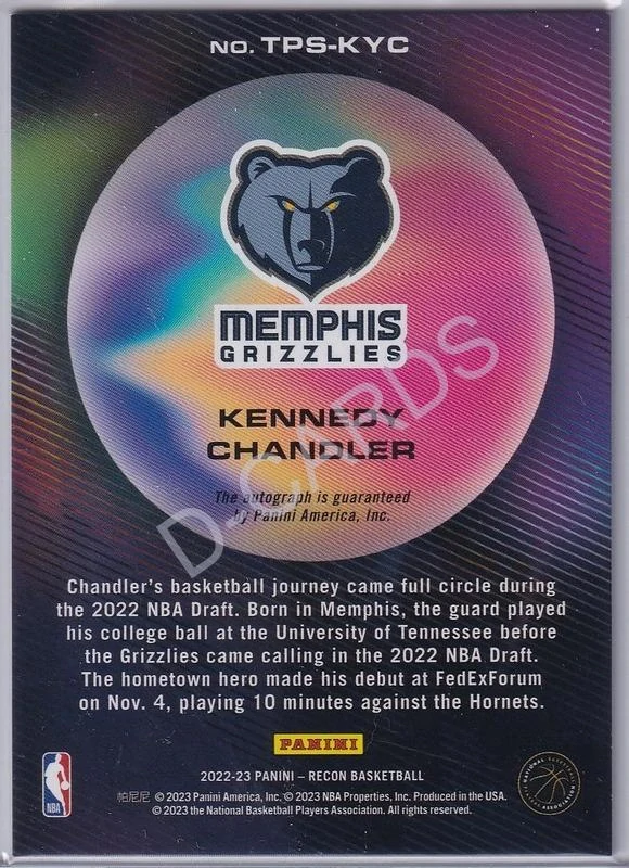 2022-23 Panini Recon True Potential Signatures Blue #28 Kennedy Chandler (Limit 35/49) RC