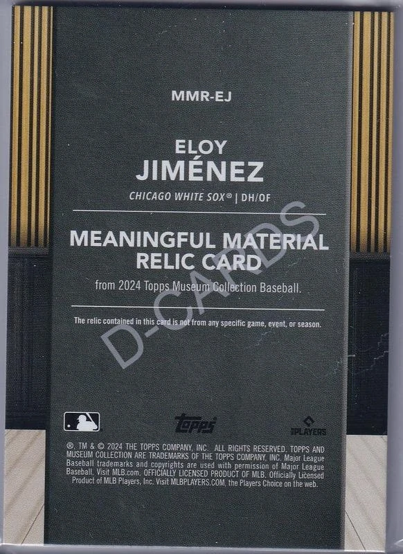2023 Topps Museum Collection Meaningful Material Relics Amethyst #MMREJ Eloy Jimenez (Limit 03/15)