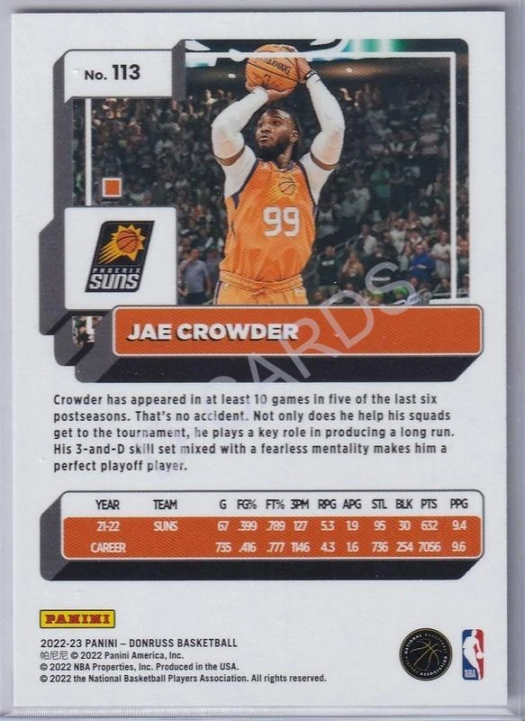 2022-23 Donruss Press Proof Purple #113 Jae Crowder (Limit 195/199)