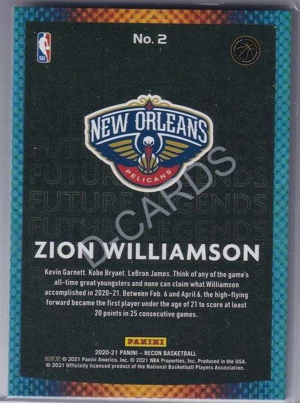 2020-21 Panini Recon Future Legends Red #2 Zion Williamson (Limit 109/199)
