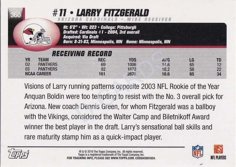 2010 Topps Anniversary Reprints #6 Larry Fitzgerald