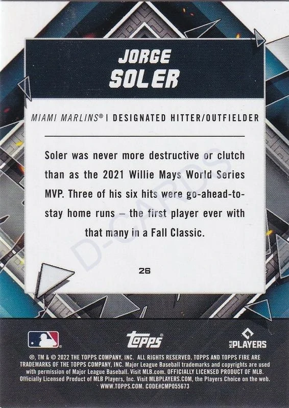 2022 Topps Fire Gold Minted #26 Jorge Soler