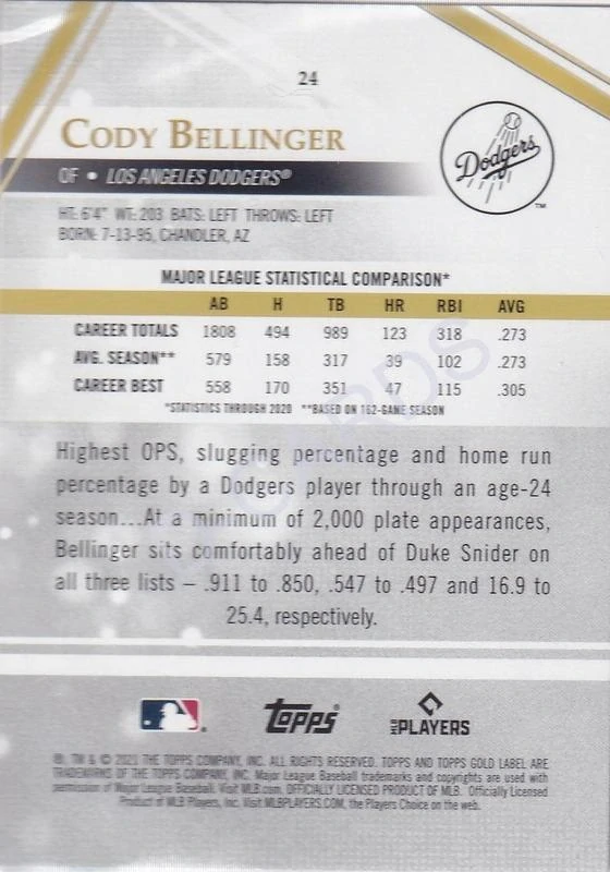 2021 Topps Gold Label Class 3 #24 Cody Bellinger