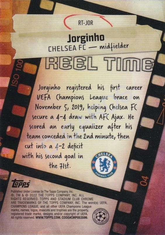 2021-22 Stadium Club Chrome UEFA Champions League Reel Time #RTJOR Jorginho