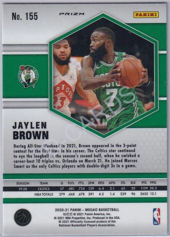 2020-21 Panini Mosaic Mosaic Reactive Red #155 Jaylen Brown
