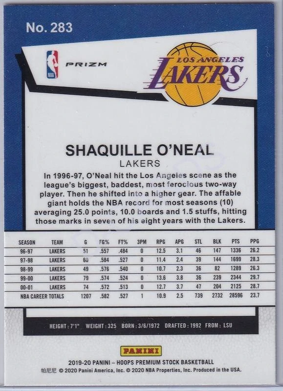 2019-20 Hoops Premium Stock Prizms Pulsar #283 Shaquille O'Neal