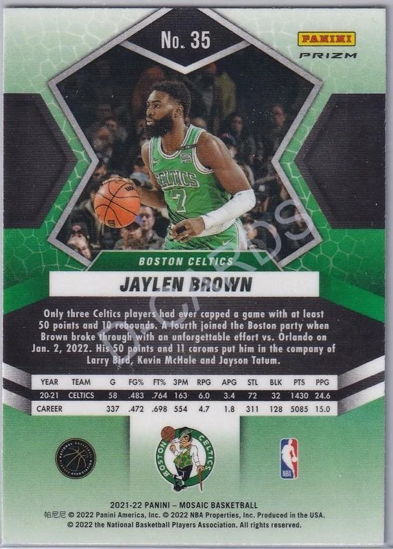 2021-22 Panini Mosaic Fast Break Silver #35 Jaylen Brown