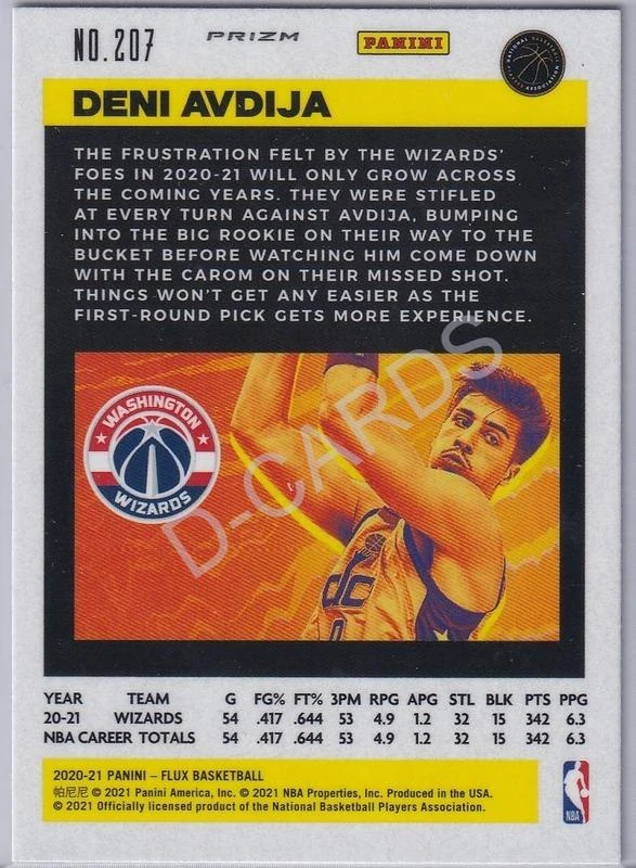 2020-21 Panini Flux Laser #207 Deni Avdija RC