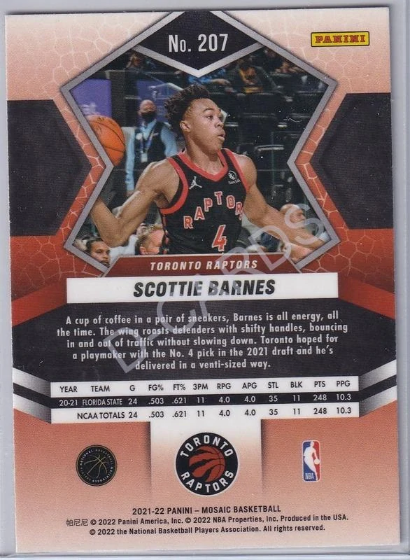 2021-22 Panini Mosaic #207 Scottie Barnes RC