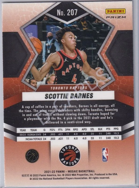 2021-22 Panini Mosaic Mosaic Fast Break Silver #207 Scottie Barnes RC