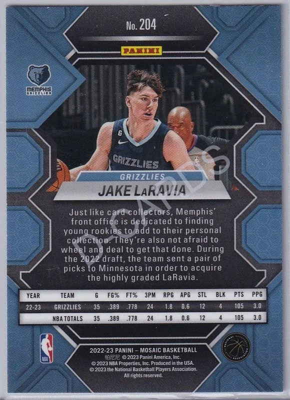 2022-23 Panini Mosaic #204 Jake LaRavia RC