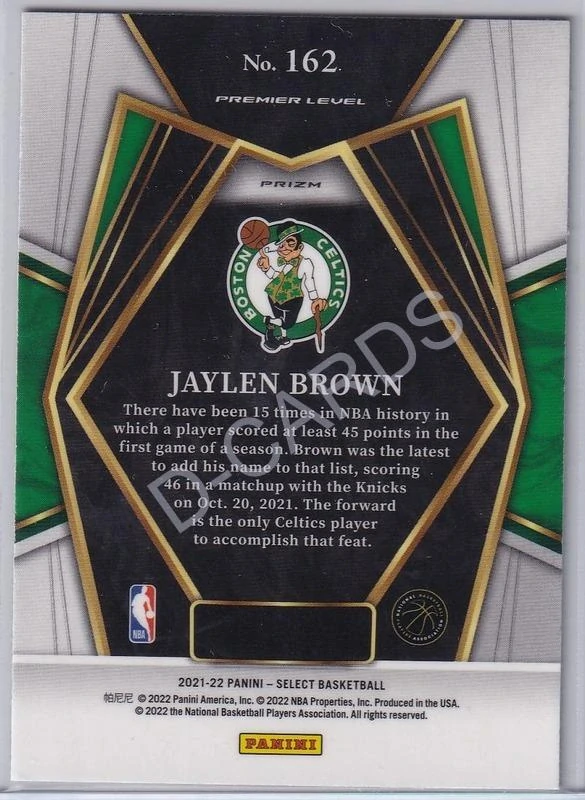 2021-22 Select Prizms Blue Shimmer #162 Jaylen Brown