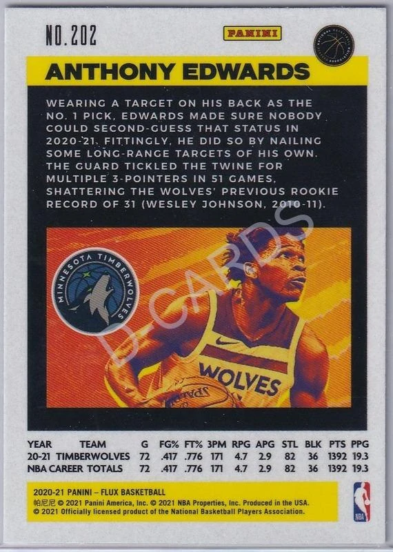 2020-21 Panini Flux #202 Anthony Edwards RC