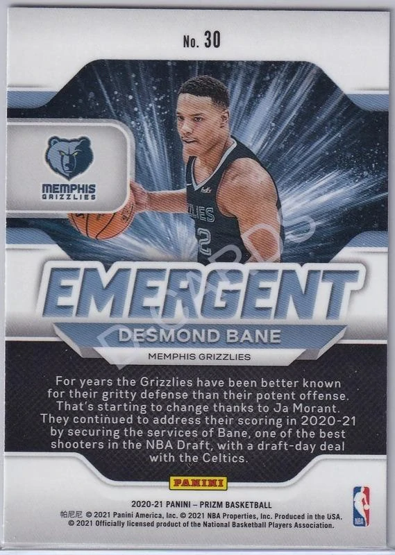 2020-21 Panini Prizm Emergent #30 Desmond Bane