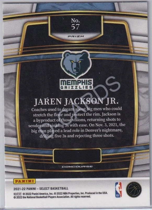 2021-22 Select Prizms Silver #57 Jaren Jackson Jr.