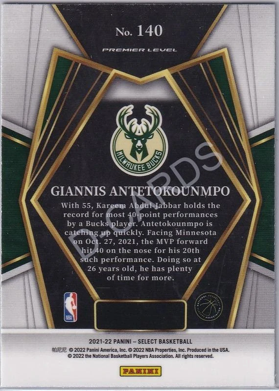 2021-22 Select Blue #140 Giannis Antetokounmpo