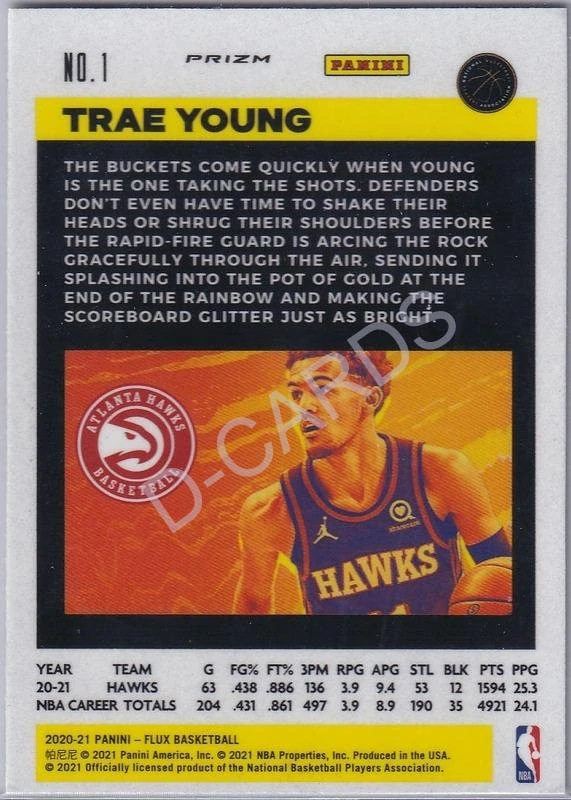 2020-21 Panini Flux Laser #1 Trae Young
