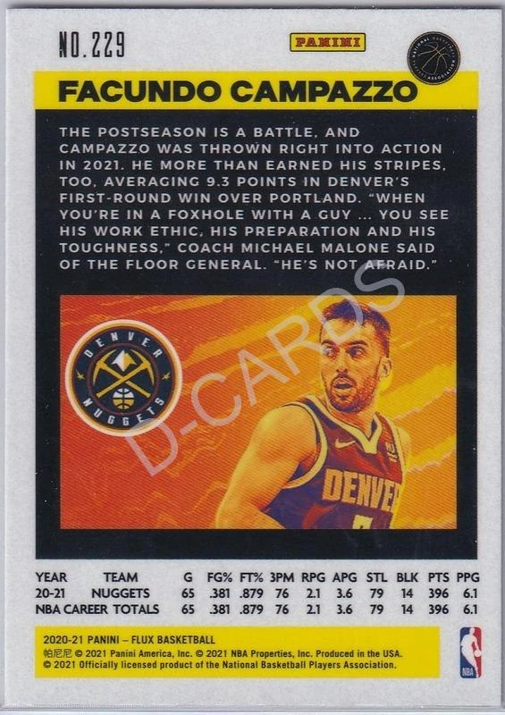 2020-21 Panini Flux #229 Facundo Campazzo RC