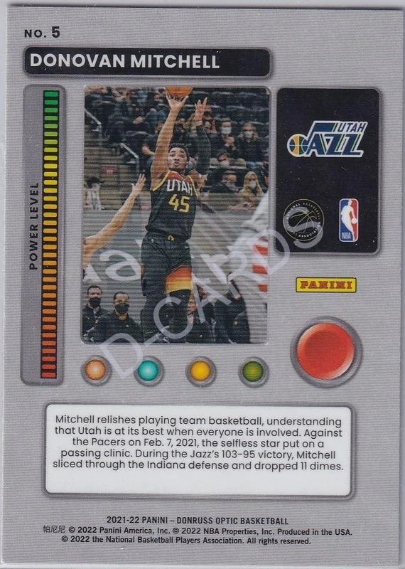 2021-22 Donruss Optic T-Minus 3...2...1... #5 Donovan Mitchell