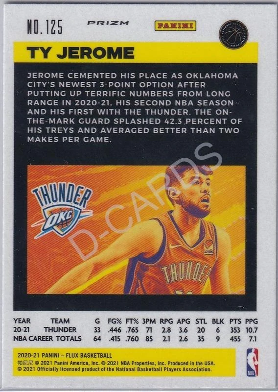 2020-21 Panini Flux Laser #125 Ty Jerome