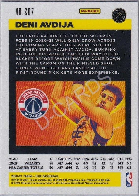 2020-21 Panini Flux #207 Deni Avdija RC
