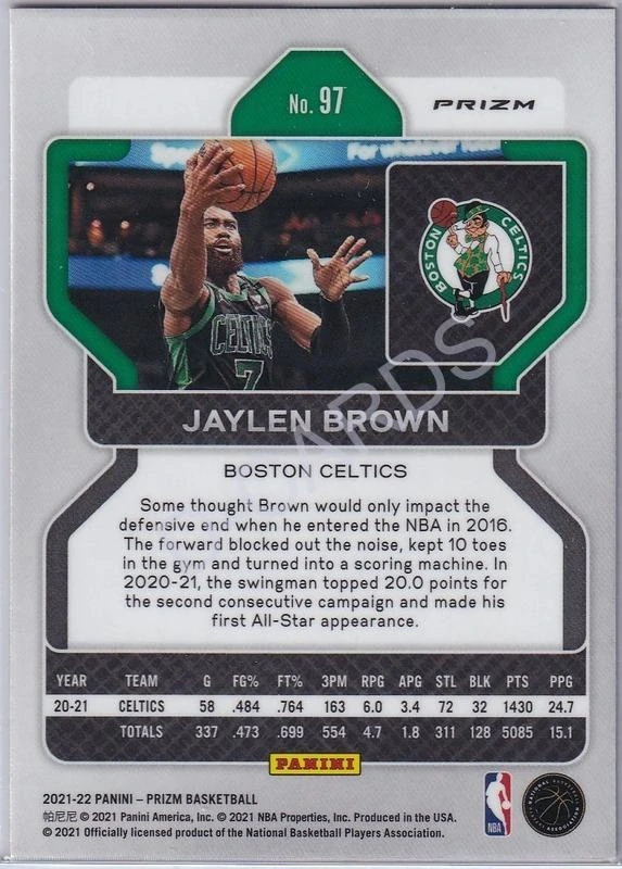 2021-22 Panini Prizm Prizms Pink Ice #97 Jaylen Brown