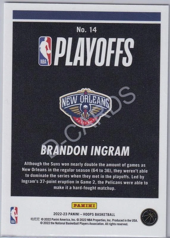 2022-23 Hoops Road to the Finals #14 Brandon Ingram (Limit 0558/2022)