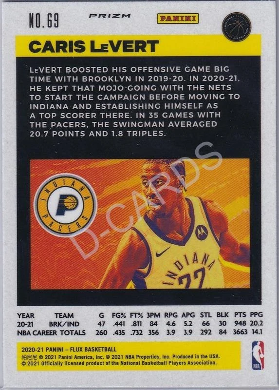 2020-21 Panini Flux Light Blue #69 Caris LeVert