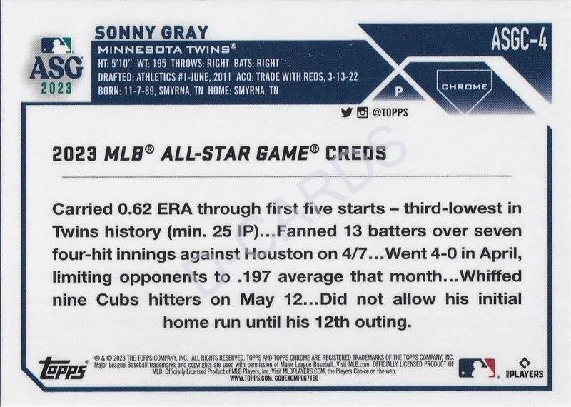 2023 Topps Chrome Update '23 All Star Game #ASGC4 Sonny Gray