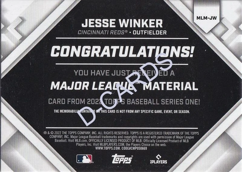 2022 Topps Major League Materials #MLMJW Jesse Winker