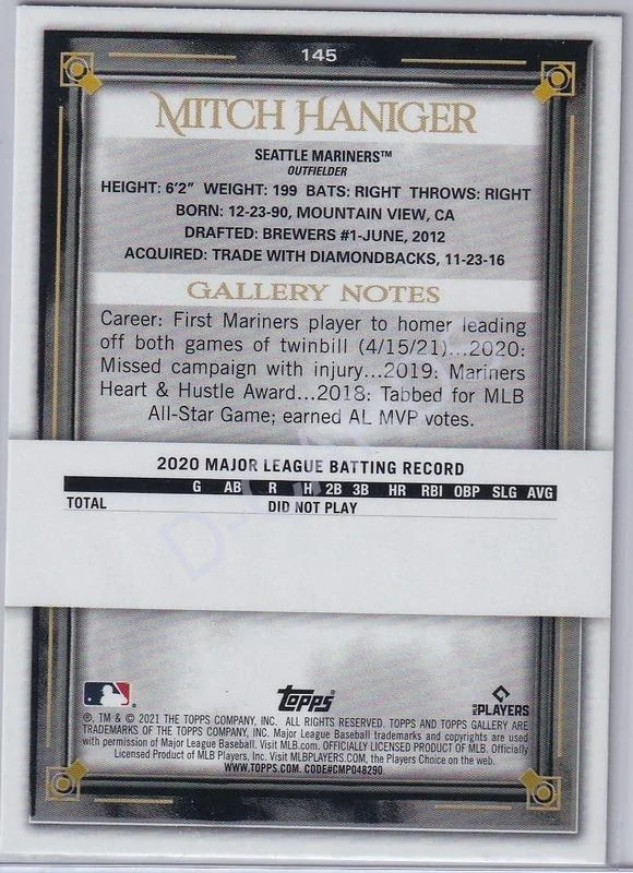 2021 Topps Gallery Rainbow Foil #145 Mitch Haniger