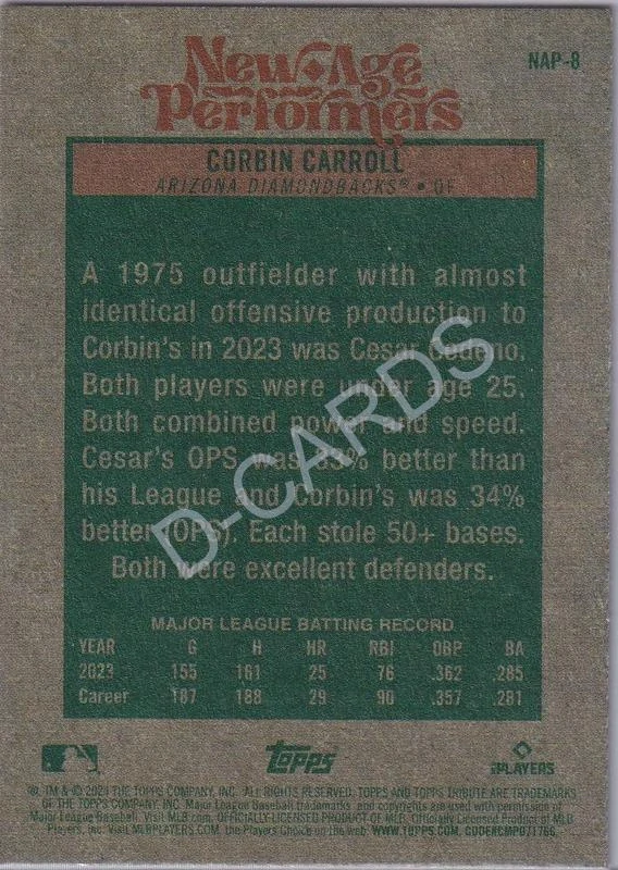 2024 Topps Heritage New Age Performers #NAP8 Corbin Carroll