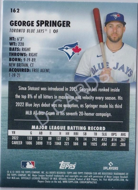 2023 Stadium Club Red Foil #162 George Springer