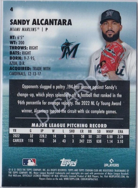 2023 Stadium Club Red Foil #4 Sandy Alcantara