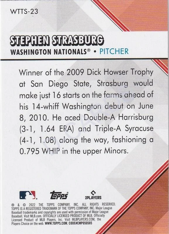 2022 Topps Welcome to the Show #WTTS23 Stephen Strasburg