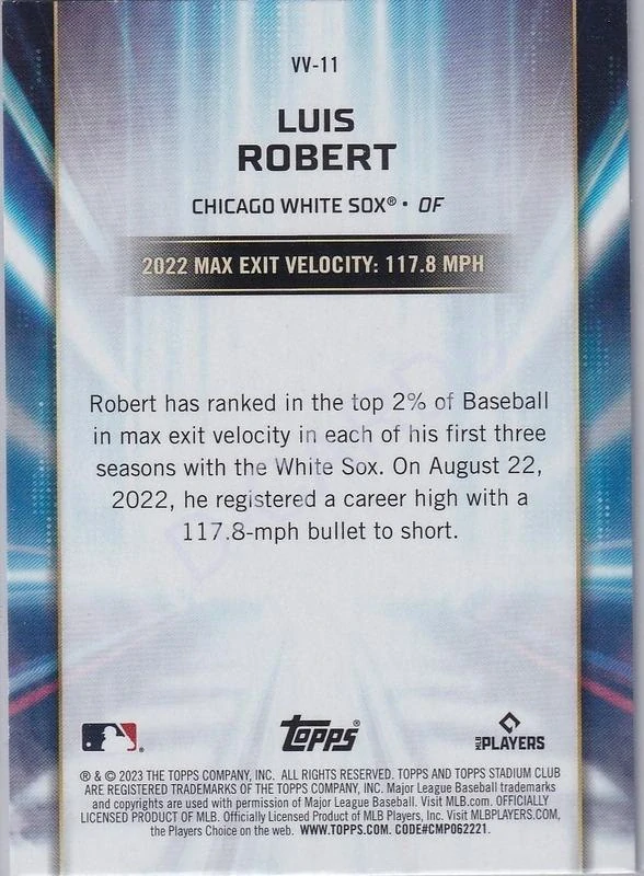 2023 Stadium Club Virtuosos of Velocity #VV11 Luis Robert