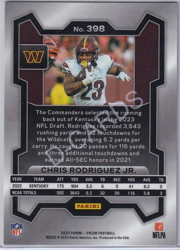 2023 Panini Prizm #398 Chris Rodriguez Jr. RC