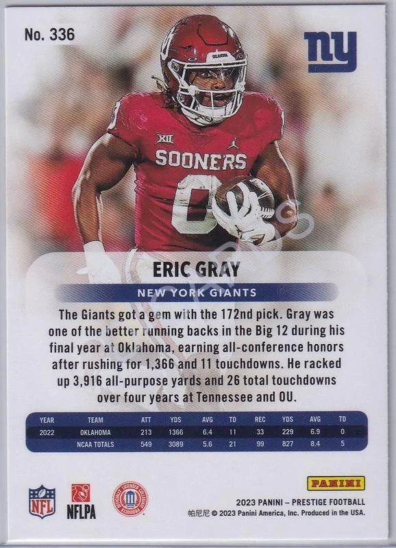 2023 Prestige #336 Eric Gray RC