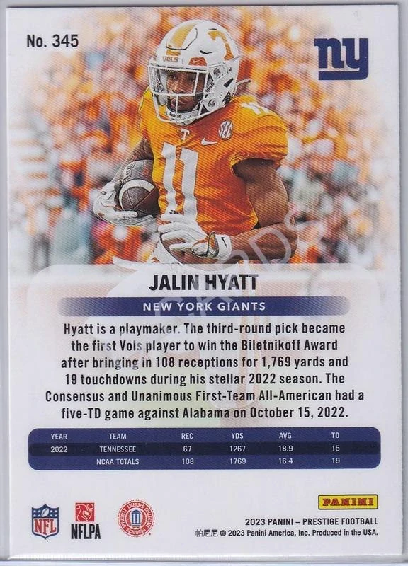 2023 Prestige #345 Jalin Hyatt RC