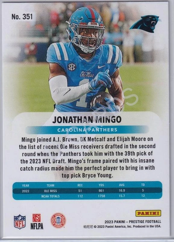 2023 Prestige #351 Jonathan Mingo RC